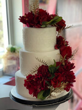 Load image into Gallery viewer, Red Flowers Wedding Cake