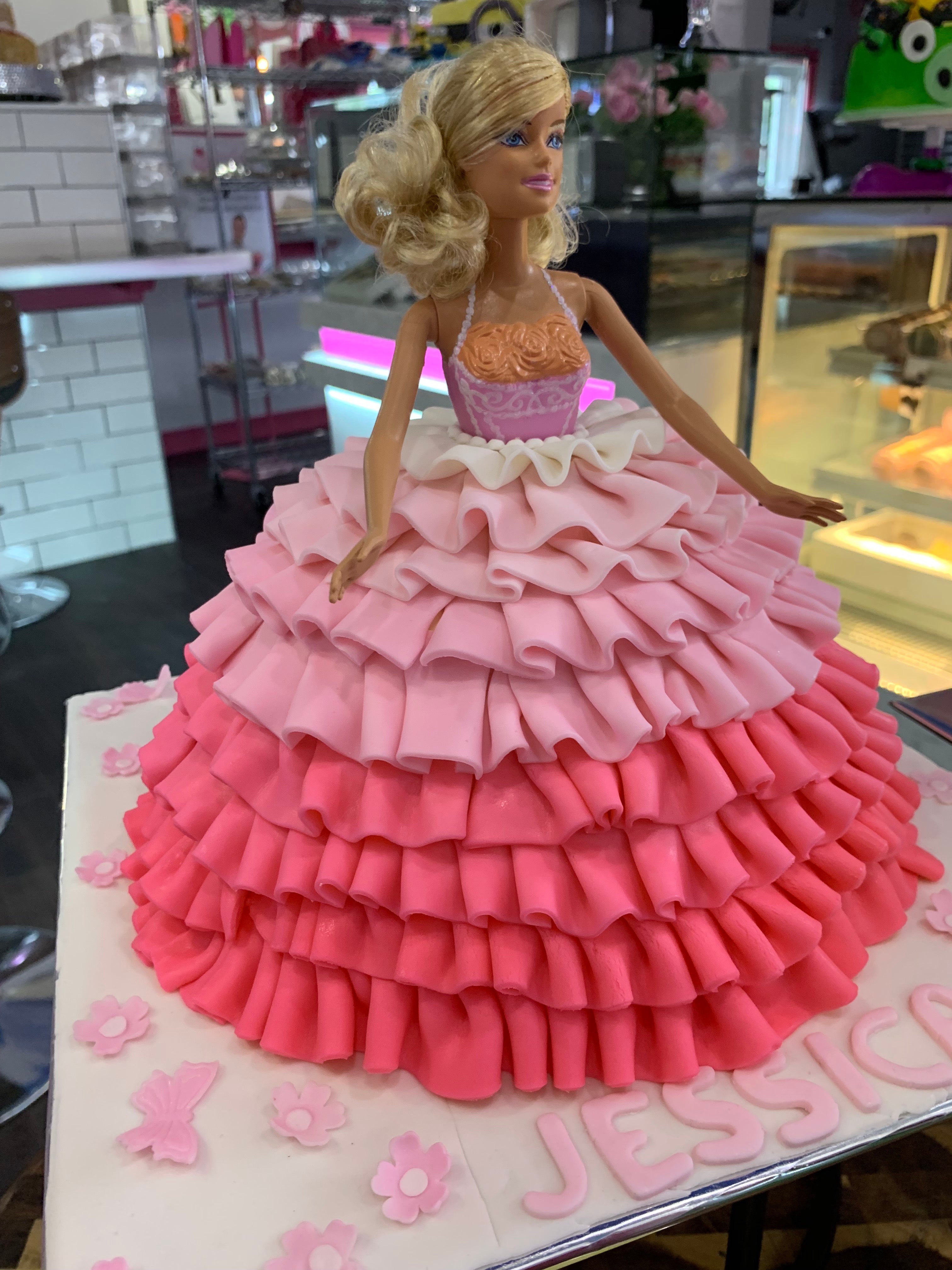 Pink Gown Barbie Stars - Barbie Birthday Cake Png Transparent PNG - 486x600  - Free Download on NicePNG